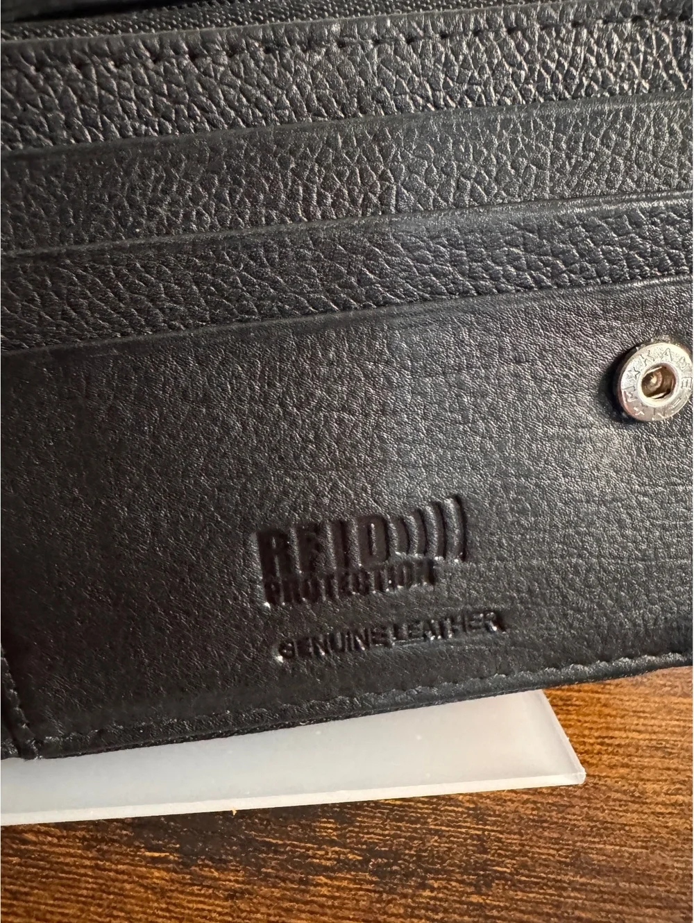 RFID Protection Genuine Leather Men's Black Bifold Wallet ID Window